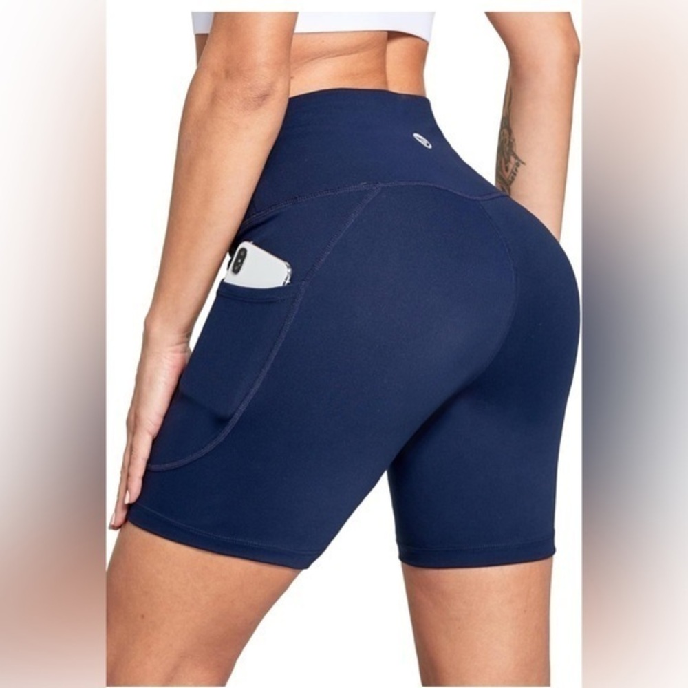 Baleaf Women's High waist Biker Shorts Pockets Gym Workout Yoga Running Athletic